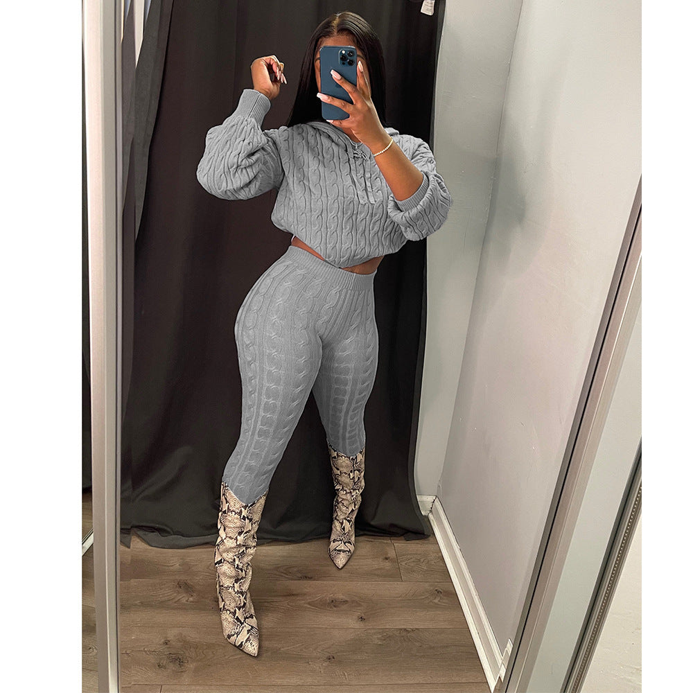 High Elastic Solid Color Anti-Pilling Sweater Sweater Suit