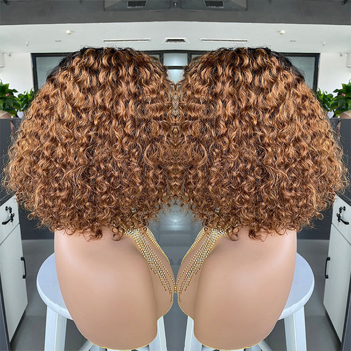 Cross-border E-commerce Exclusively For Ombre Curly Bobo1b30 Human Hair Lace Wig