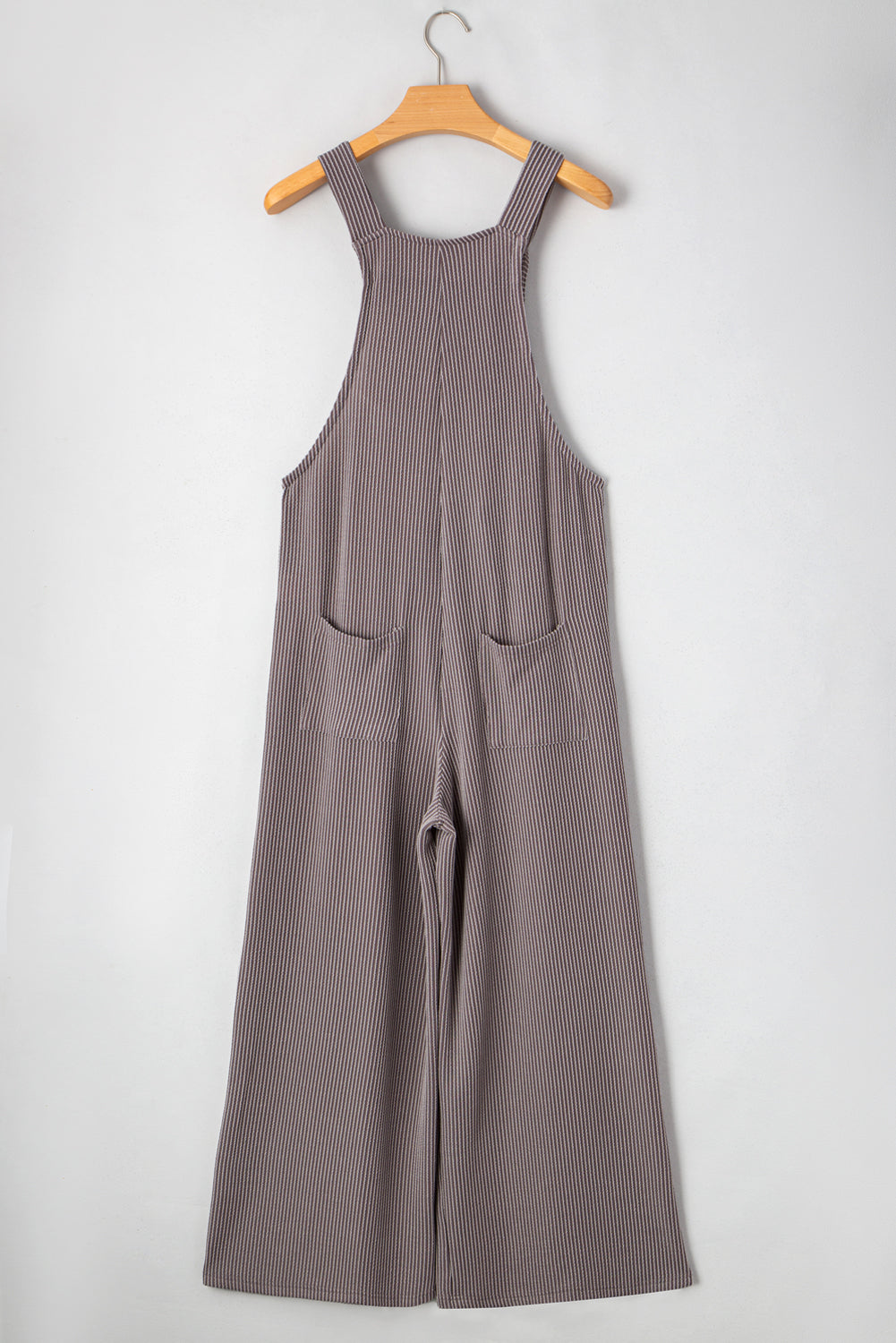 Philippine Gray Corded Adjustable Straps Wide Leg Loose Overall