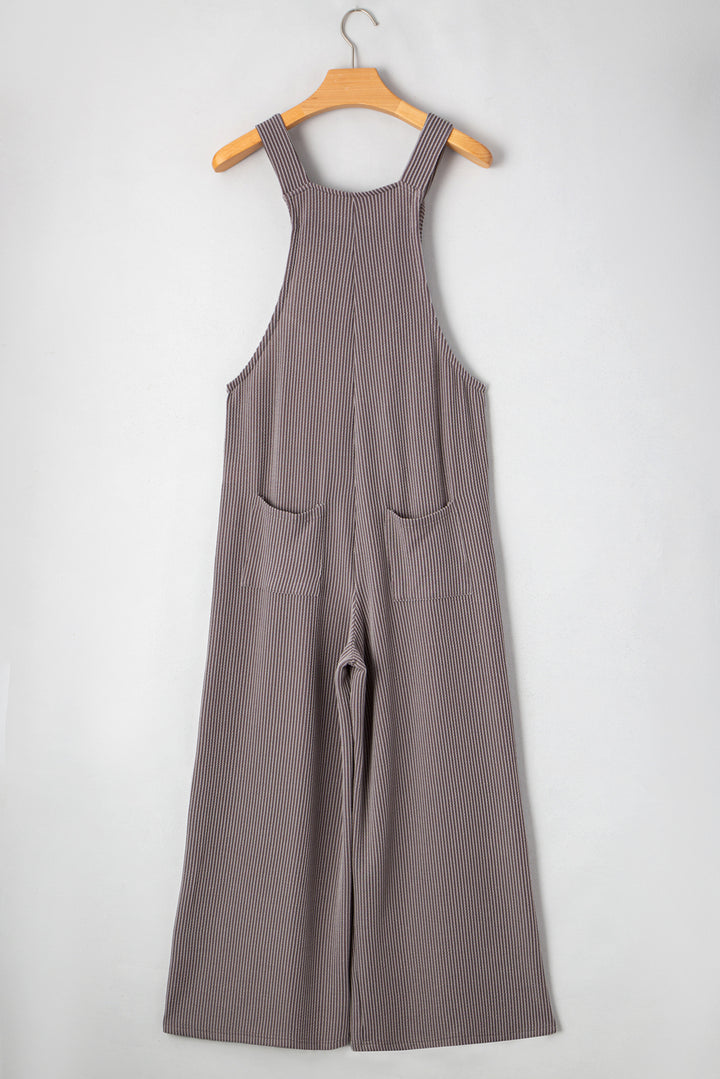 Philippine Gray Corded Adjustable Straps Wide Leg Loose Overall