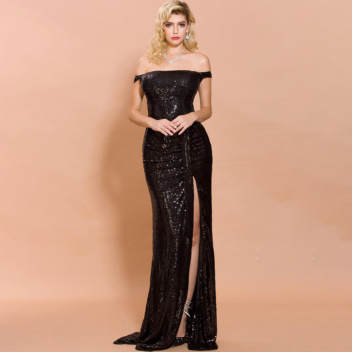 One-shoulder evening dress