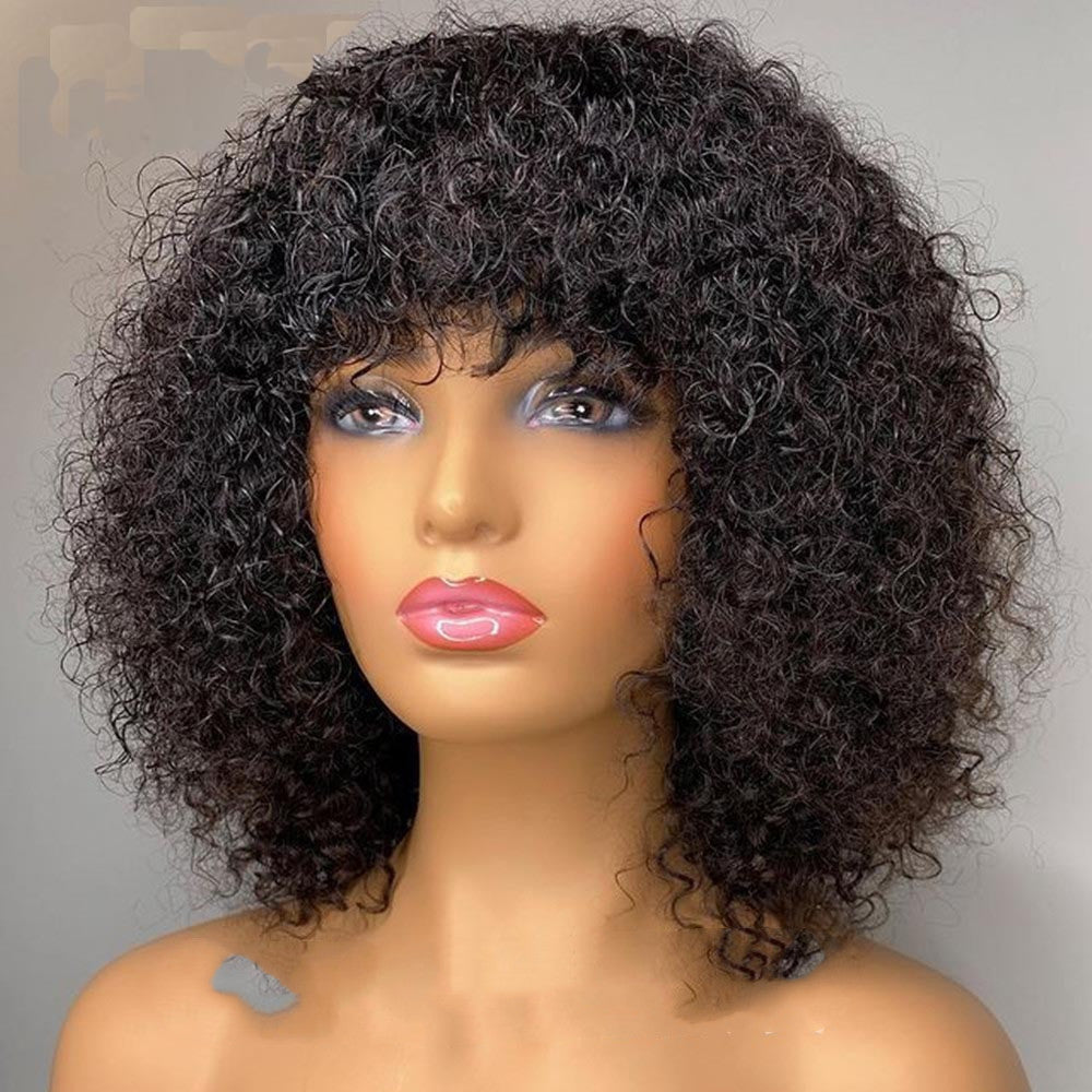 Women's Black African Small Curly Short Curly Hair Wig Long Hair Wig Short Curly Hair