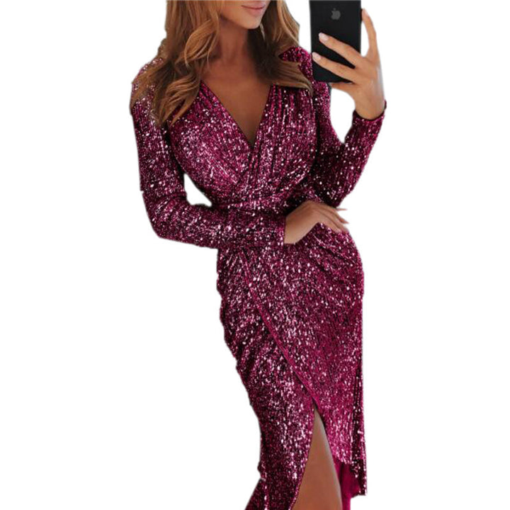 Women Clothes Bodycon Dresses New Ladies Bronzing Long-sleeved