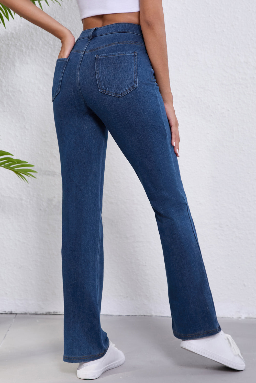 Ashleigh Blue Mid Waist Stretchy Knit Casual Bootcut Jeans