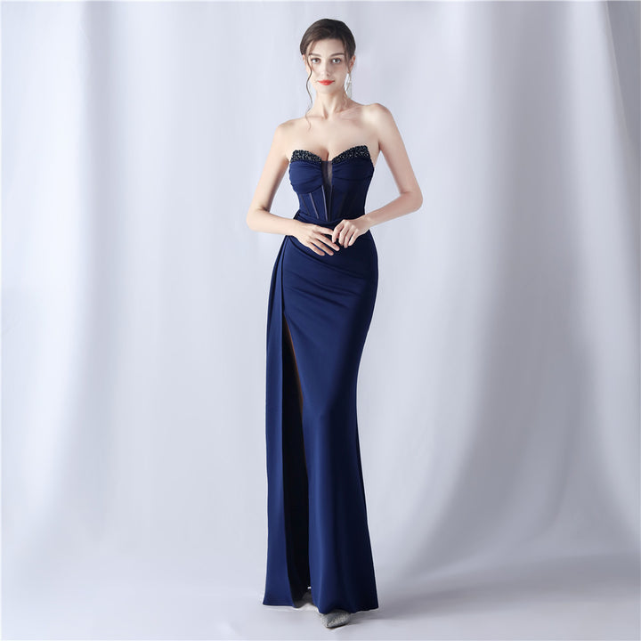 Shaping Fishbone Waist-tight Heavy Industry Beads High-end Evening Dress