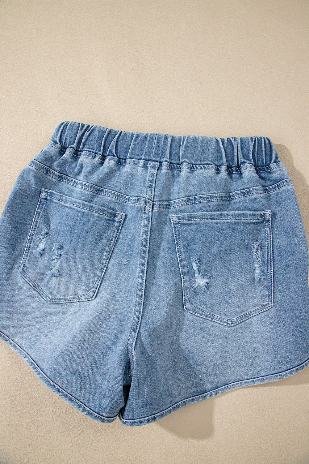 Myosotis Drawstring High Waist Distressed Denim Shorts