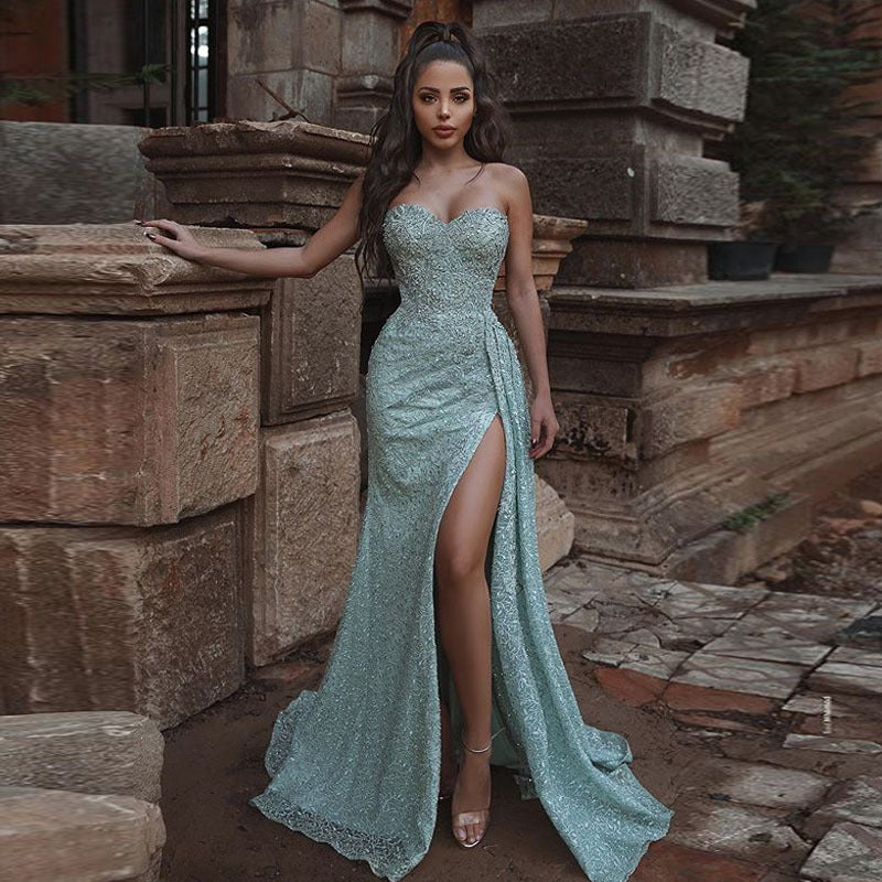 Sexy strapless slim gown