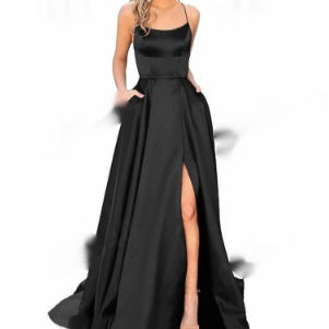 Solid Color Long Slimming And Shoulder Hollow Girlfriends Fashion Bridesmaid Party Dress