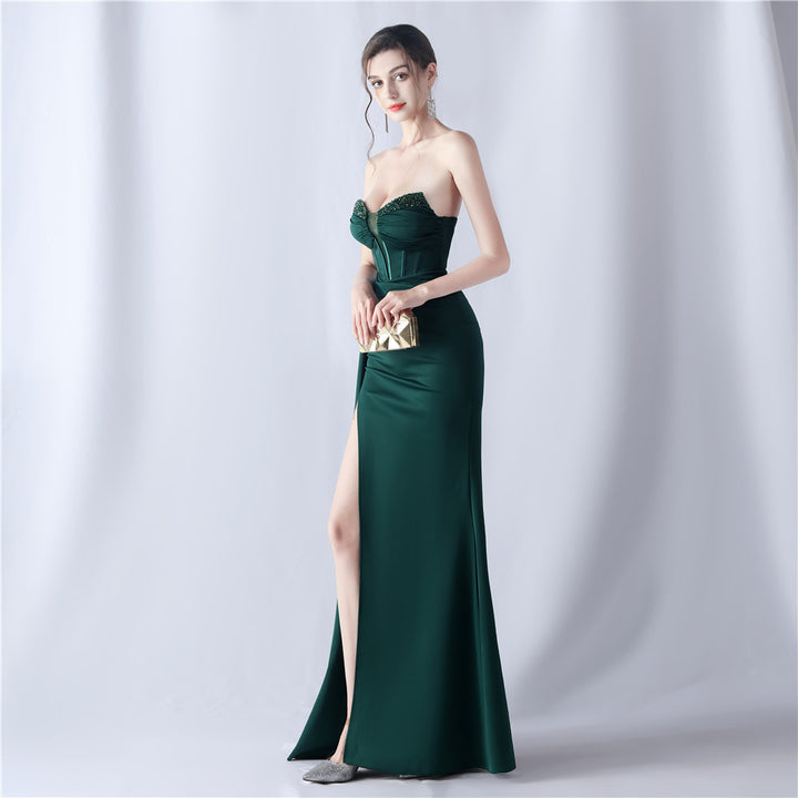 Shaping Fishbone Waist-tight Heavy Industry Beads High-end Evening Dress