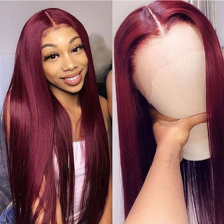 Full Headgear Long Straight Front Lace Wig Smooth Hair