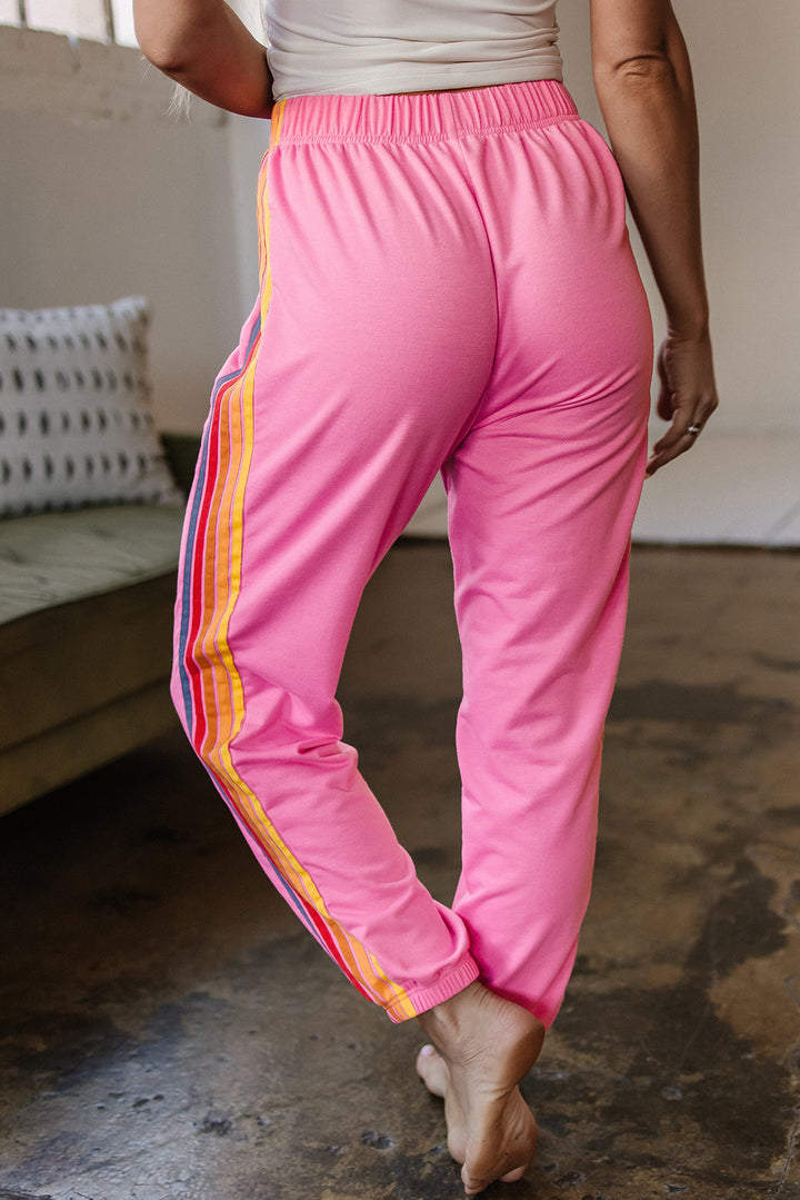 Pink Counting Rainbows High Waist Sweatpants