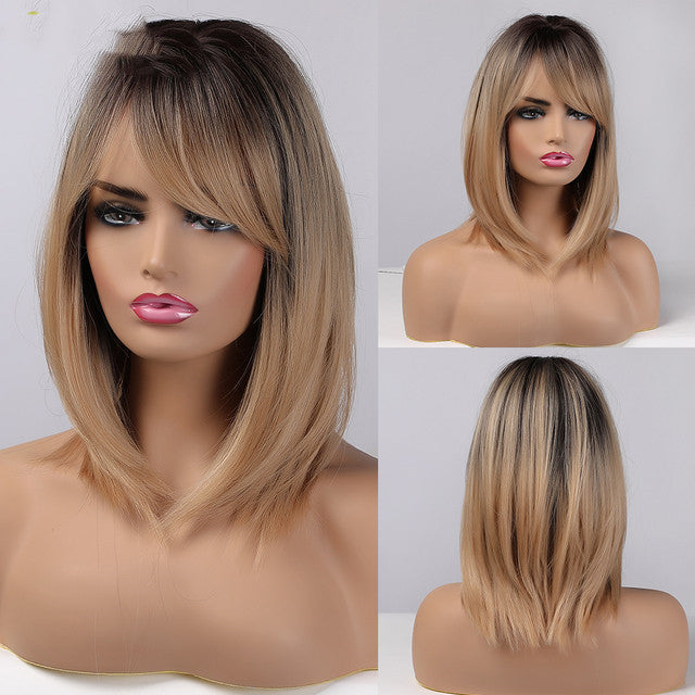 Gradient Blonde Highlights Trendy Bangs Hair