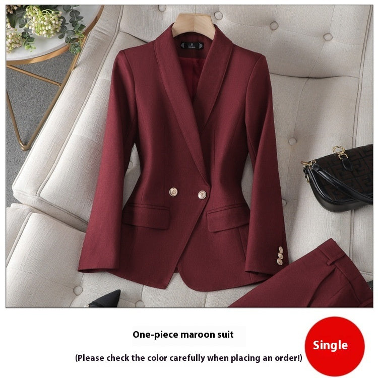 Wine Red High-end Formal Wear Elegant Business Suit Two-piece Set