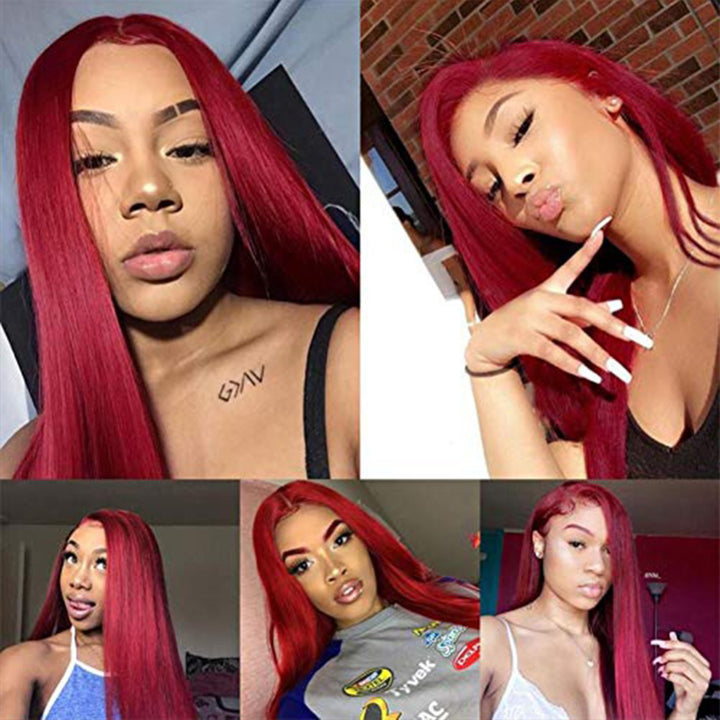 Burgundy Lace Front Human Hair Wigs Red Human Hair Wig