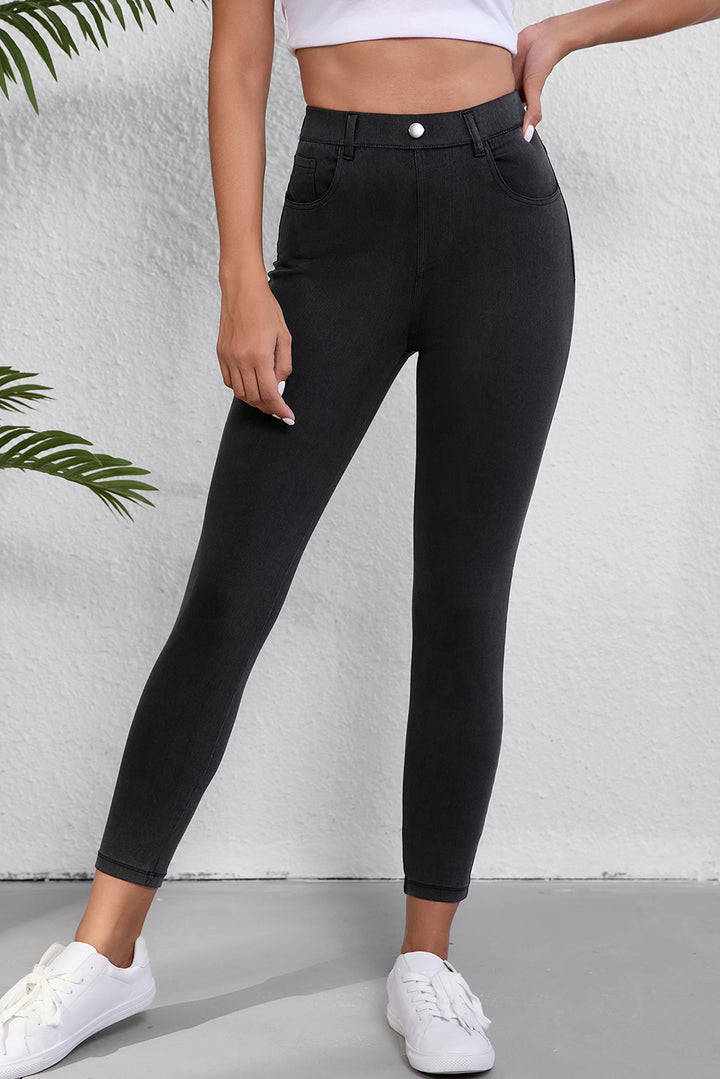 Black Skinny Fit Ankle High Waist Jeans