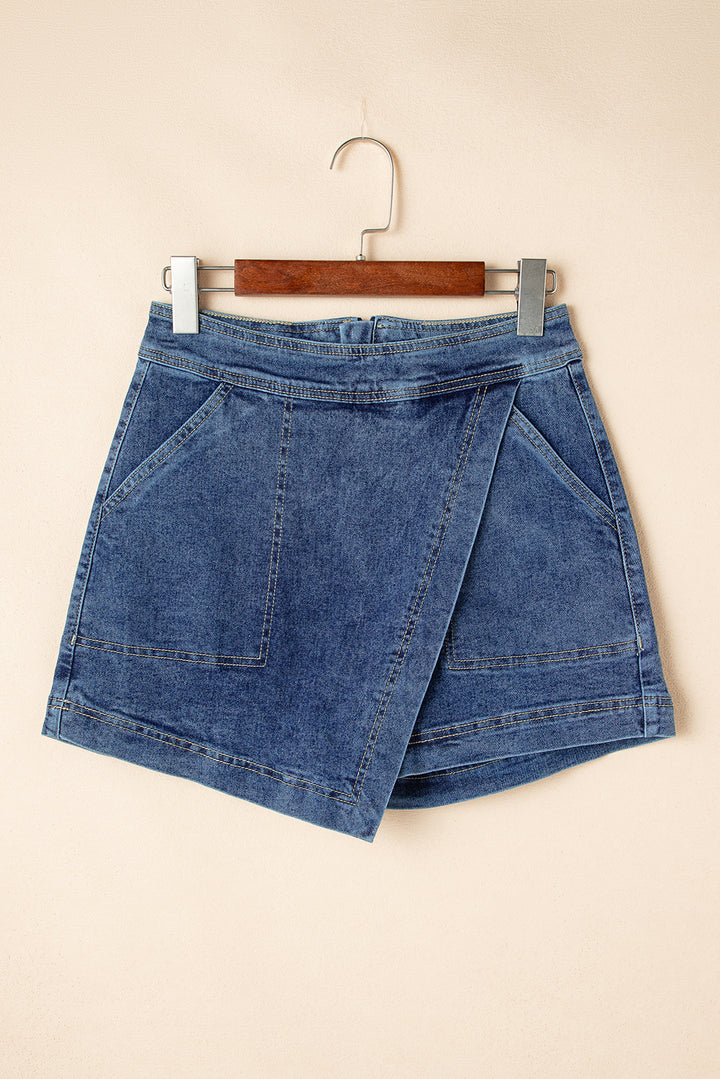 Ashleigh Blue Faux Wrapped Mini Denim Skort