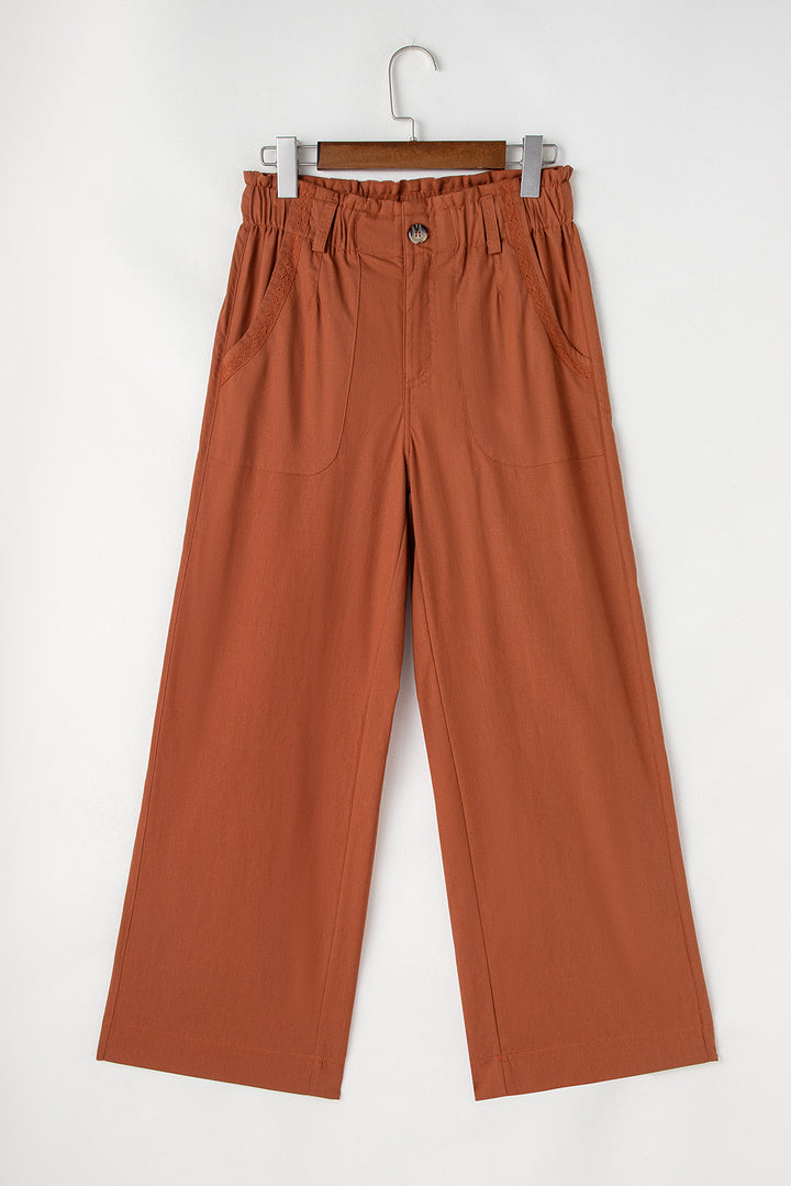 Red Dahlia Elastic Waist Pocketed Casual Straight Leg Pants