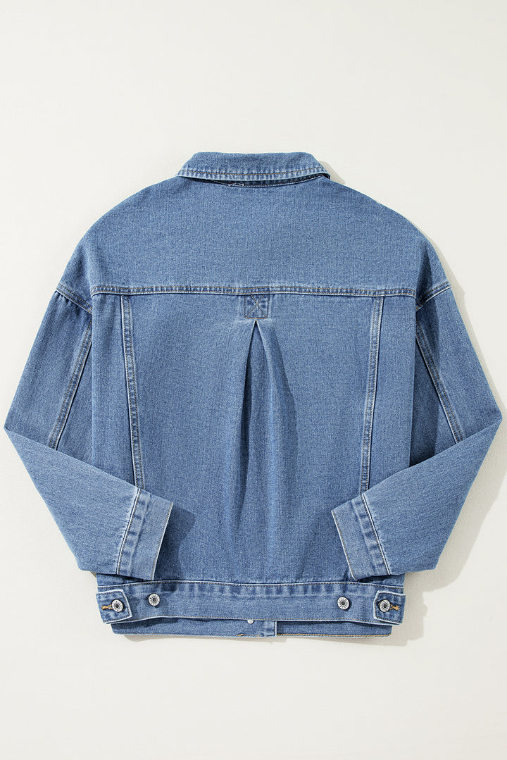 Light Blue Washed Oversize Pocketed Denim Jacket