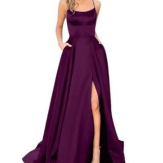 Solid Color Long Slimming And Shoulder Hollow Girlfriends Fashion Bridesmaid Party Dress