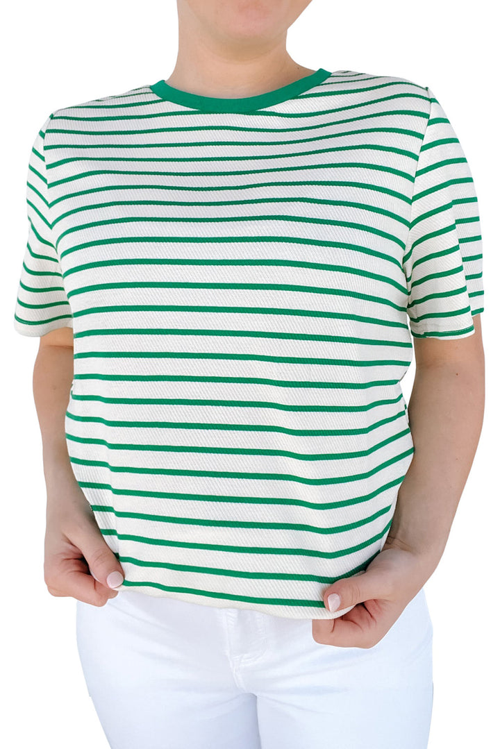 Green Stripe Plus Size St Patricks Day Round Neck T Shirt