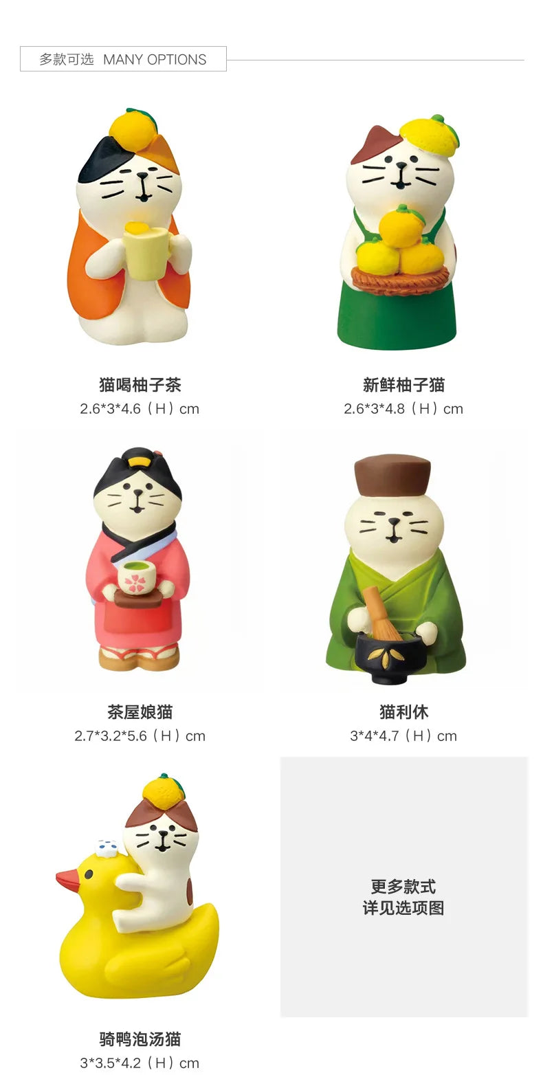 Japanese Zakka Cat Matcha Tea House Ins Grapefruit Series Doll DIY Resin Crafts Small Ornaments Persimmon Duck Sakura Lemon Damo