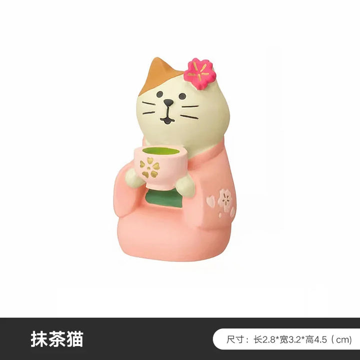 Japanese Zakka Cat Matcha Tea House Ins Grapefruit Series Doll DIY Resin Crafts Small Ornaments Persimmon Duck Sakura Lemon Damo