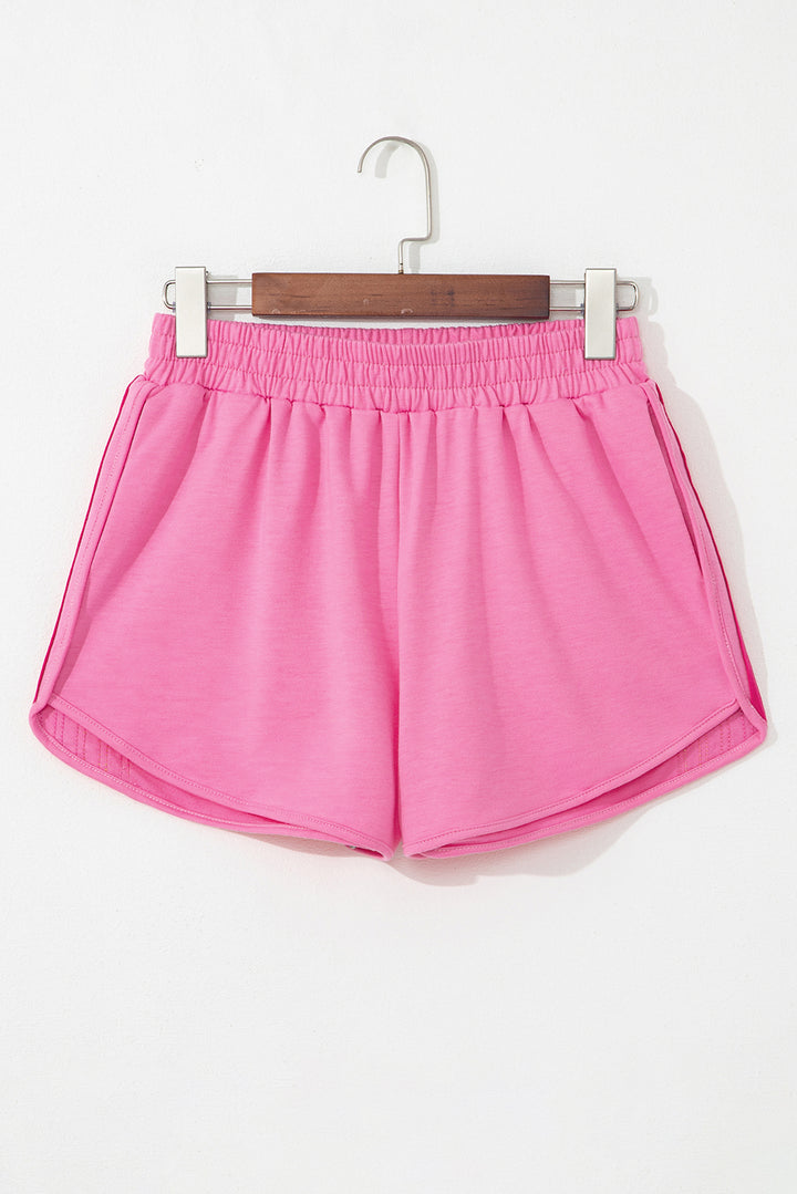 Bonbon Color Block Stripes Elastic High Waist Active Shorts