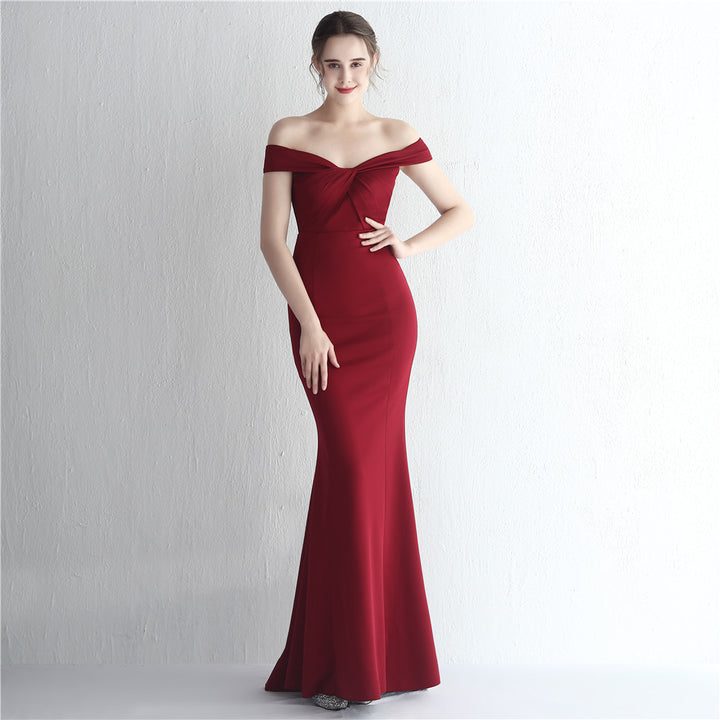 Women's Slim-fit Off-shoulder Long Dress