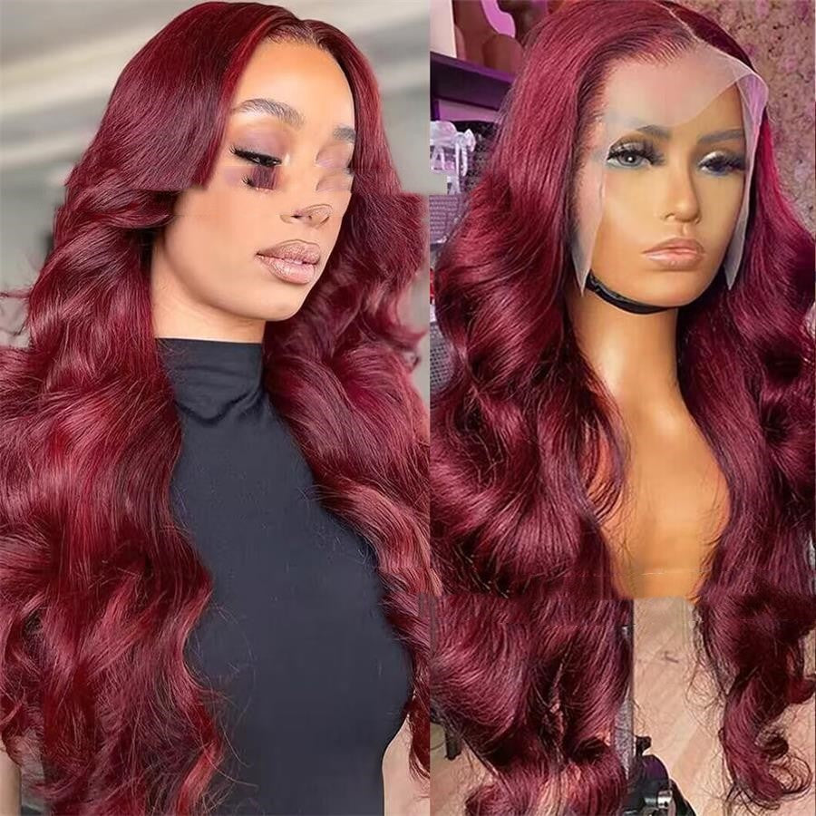 Wine Red Human Hair Wig