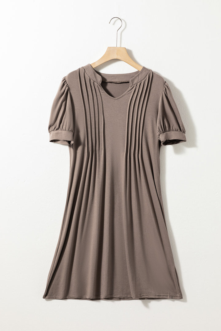 Desert Palm – T-Shirt-Kleid mit Puffärmeln und eingekerbtem Ausschnitt