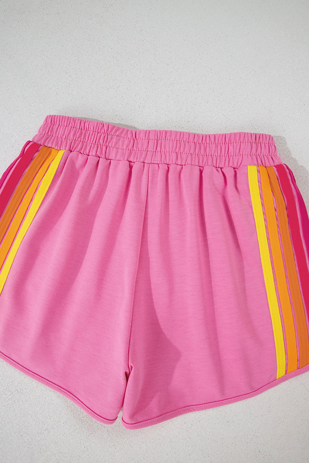 Bonbon Color Block Stripes Elastic High Waist Active Shorts