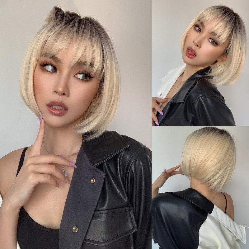 Gradient Blonde Highlights Trendy Bangs Hair