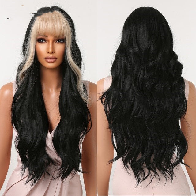 Long Brown Black Wavy Synthetic Wig