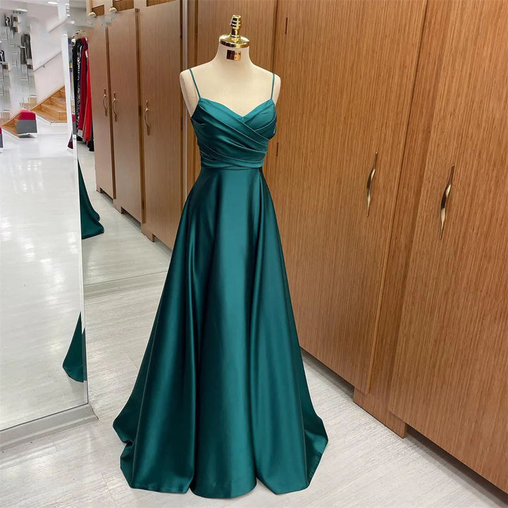 Dark Green V-neck Brace Simple Party Dress