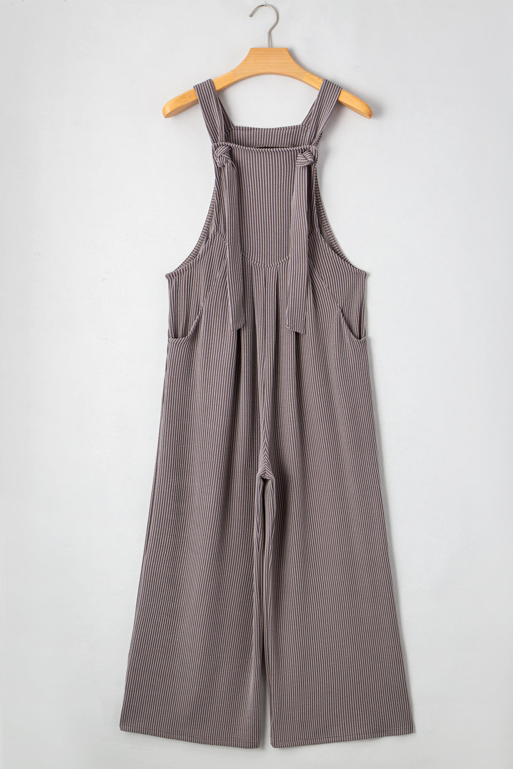 Philippine Gray Corded Adjustable Straps Wide Leg Loose Overall