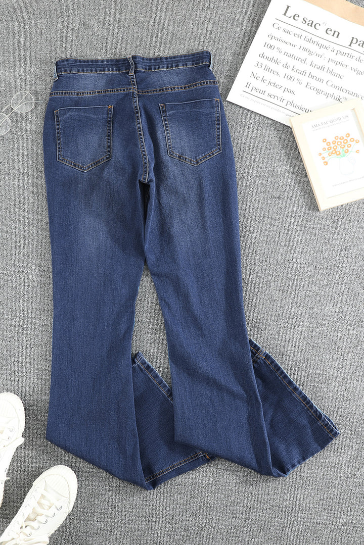 Medium Blue Wash Vintage Wide Leg Jeans