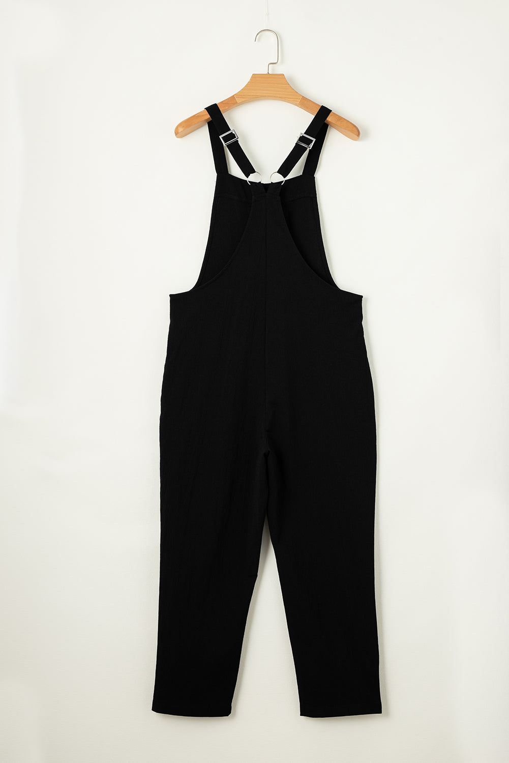 Black Adjustable Buckle Straps Cropped Jumpsuit