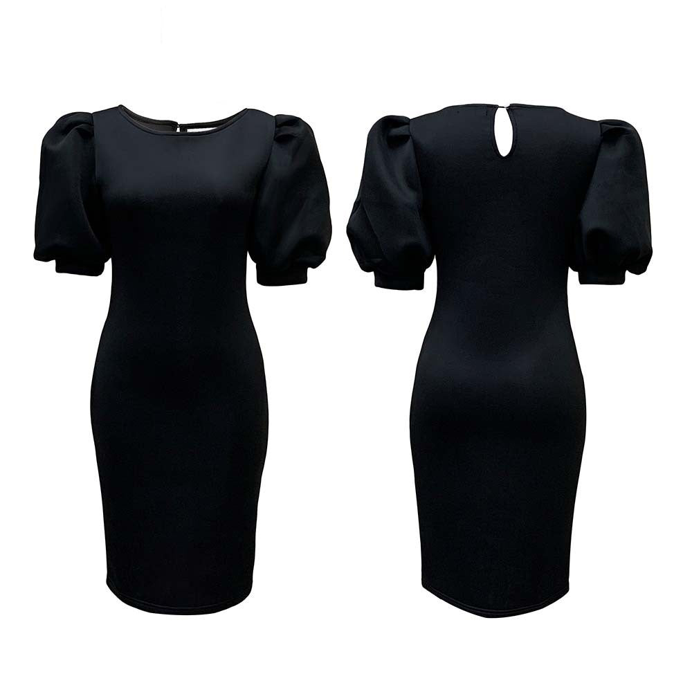 Dress Black Puff Sleeve Sheath