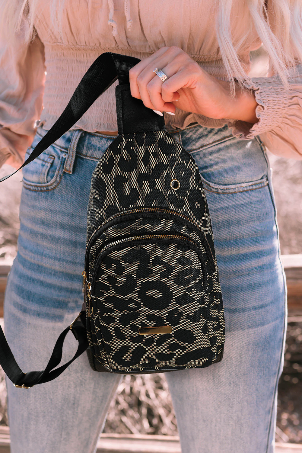 Leopard Print PU Sling Bag